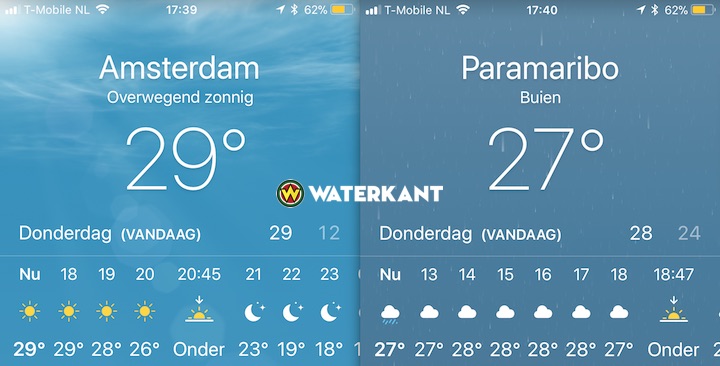in Nederland warmer dan in Suriname