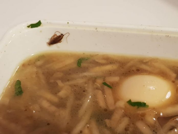 Vrouw vindt kakkerlak in Saoto soep van Chinees restaurant