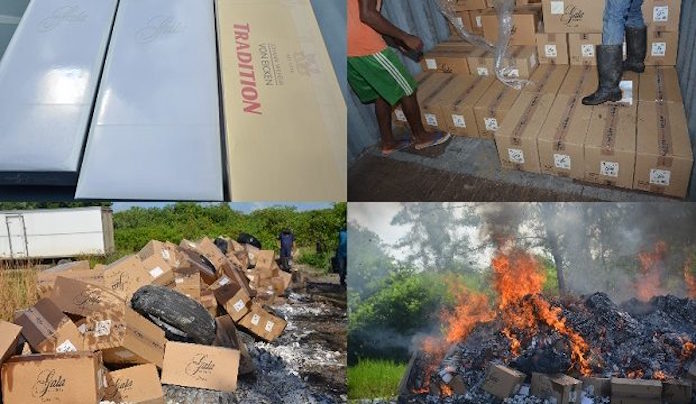 Korps Politie Suriname vernietigd meer dan 600 dozen sigaretten