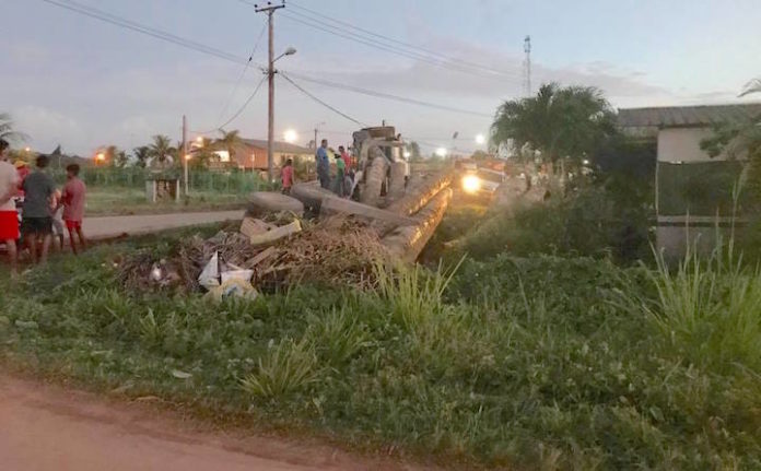 Opnieuw incident in Suriname met zware boomstammen op truck