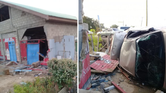 VIDEO: Ravage nadat automobilist in Suriname tegen gebouw aan 'vliegt'