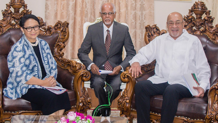 Indonesische minister van Buitenlandse Zaken bezoekt Suriname