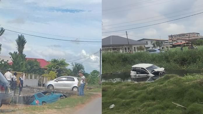 Vandaag maar liefst twee auto's in de goot in Suriname