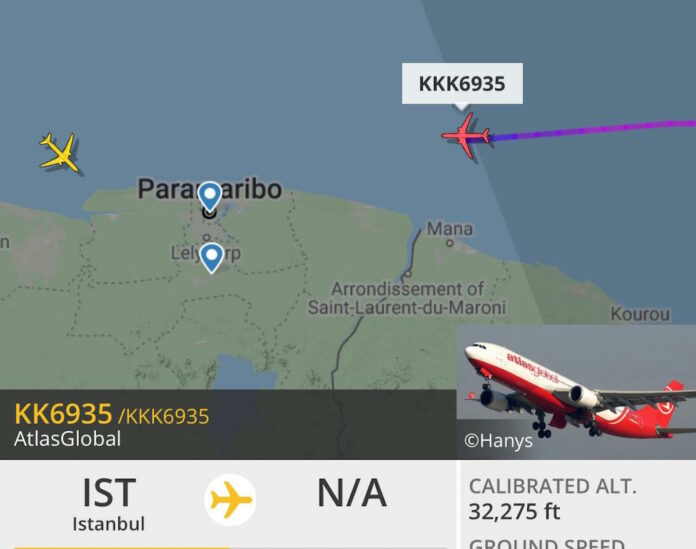 Turks vliegtuig om Bouterse naar China te brengen aangekomen in Suriname