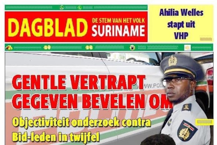 Dagblad Suriname ontkent plaatsen rectificatie over inspecteur Gentle