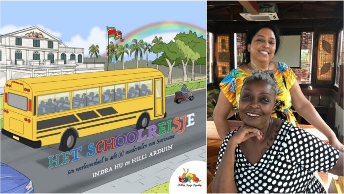 Het Schoolreisje, een omkeervoorleesboek in acht Surinaamse moedertalen