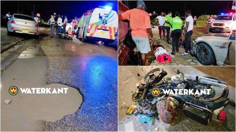 Bromfiets rijdt in waterplas met kuil: bestuurder en bijrijder gewond