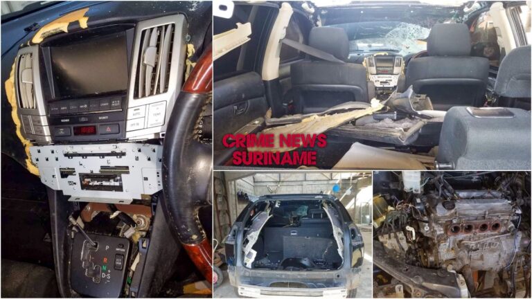 Gestolen Toyota Harrier gesloopt aangetroffen aan de Afobakaweg