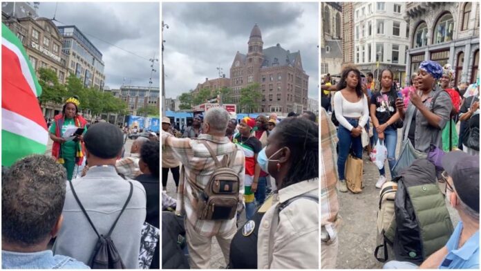 VIDEO: Groep Surinamers demonstreert in Amsterdam