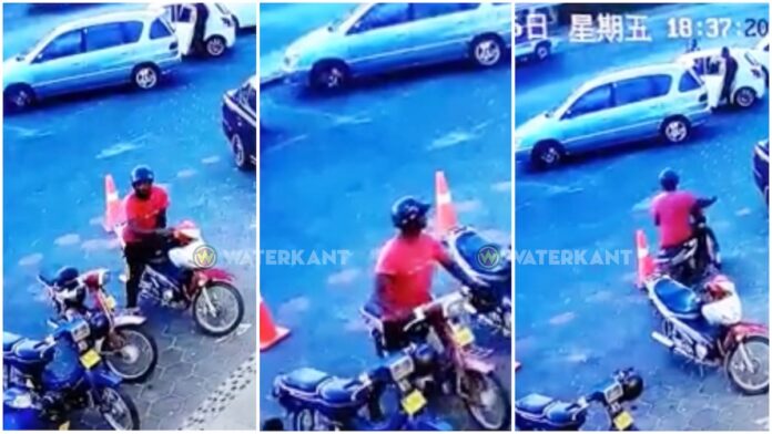 VIDEO: Dief rijdt weg met bromfiets van klant Red Apple