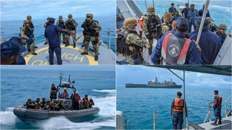 Manschappen Surinaamse Kustwacht en Marine oefenen met Amerikaanse zeestrijdkrachten