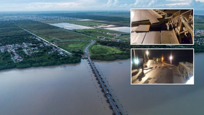Brug over Demerara rivier in Guyana onbruikbaar na aanvaring door schip