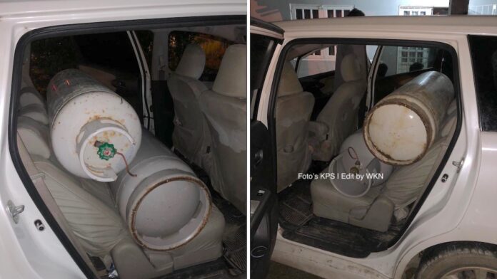 Politieman houdt gascilinder dieven aan die gestolen spullen in auto vervoerden