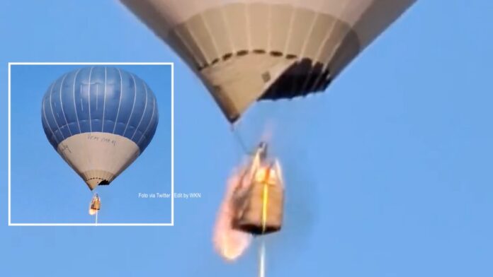 VIDEO: Twee doden nadat passagiers uit vlam gevatte luchtballon springen
