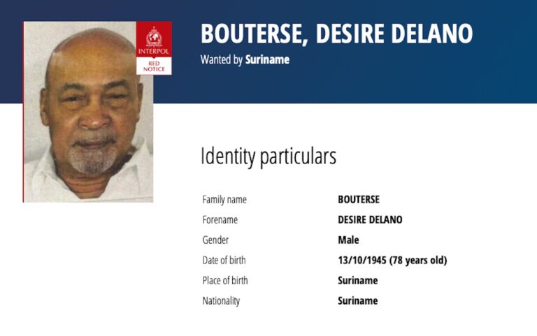 Desi Bouterse nu ook op Interpol Red Notice lijst
