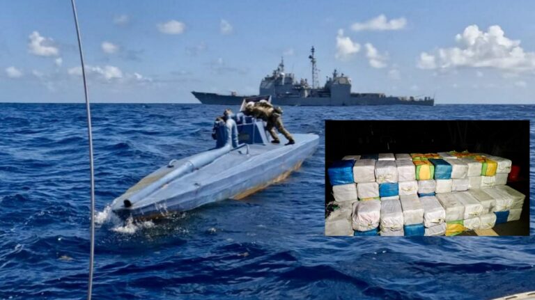 Duikboot met bijkans 2.400 kilo cocaïne onderschept voor Guyanese kust