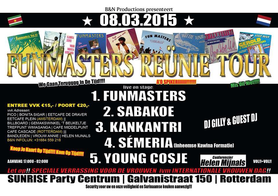 Funmasters Reünie tour zondag 8 maart in Rotterdam